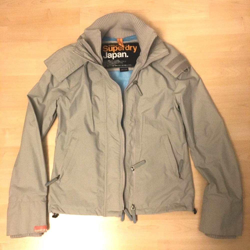 Superdry Windcheater Jacket, Lt Gray/Lt Blue